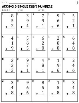 adding 3 single digit numbers.